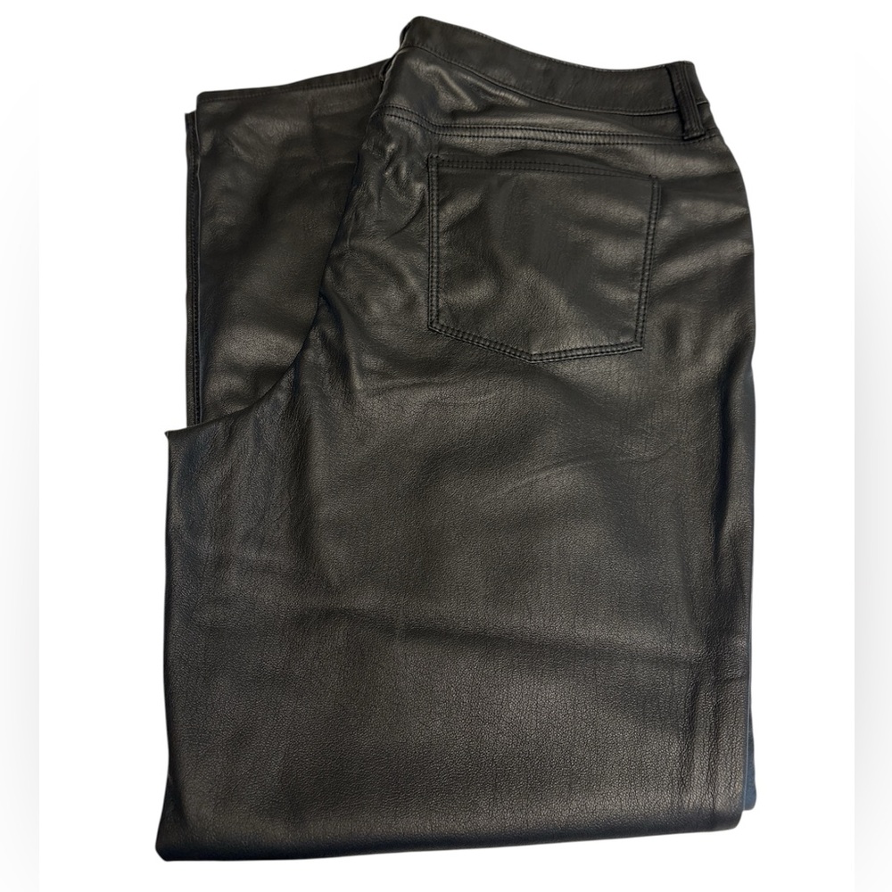 Chico’s pants faux leather super soft straight leg button/zipper pockets Sz 10P